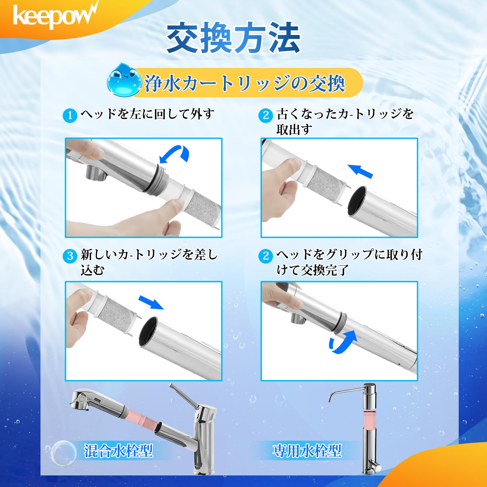Amazon | KEEPOW SEPZS2103PC 浄水器カートリッジ 3個入 浄水器兼用